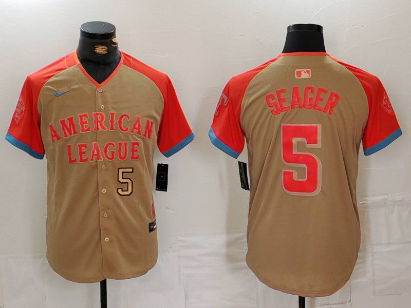 Men Texas Rangers #5 Seager Orange All star 2024 Nike MLB Jersey style 4->texas rangers->MLB Jersey
